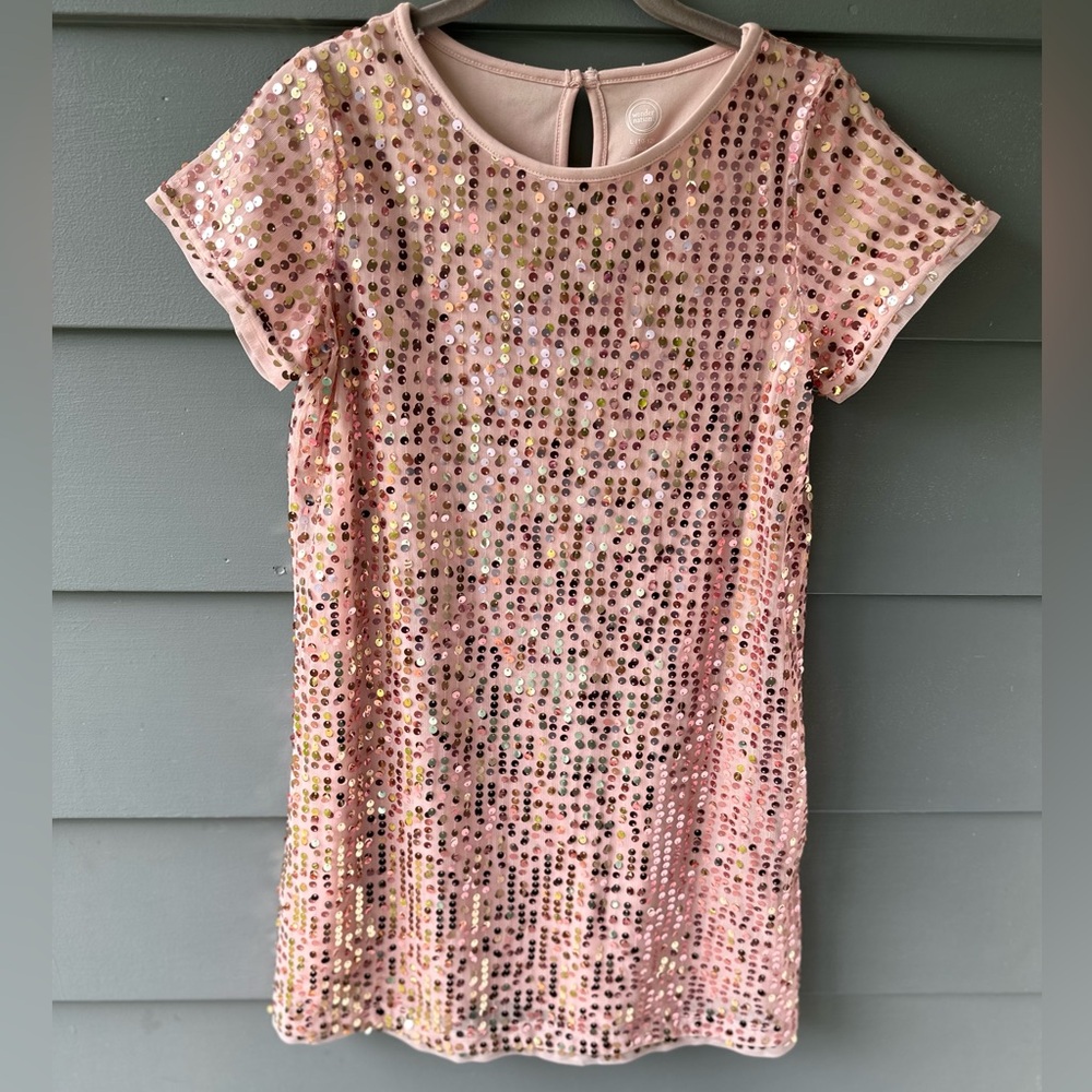 Wonder Nation girls pink sequin dress size 10/12 plus